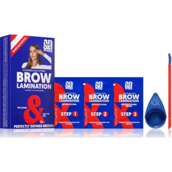 Barva na řasy a obočí A.N.D. Beauty Brow Lamination Step 1 Lifting Lotion 3 x 1 ml + Step 2 Setting Lotion 3 x 1 ml + Step 3 Keratin Intense Serum 3 x 1 ml + kartáček na obočí 1 ks + kalíšek 1 ks