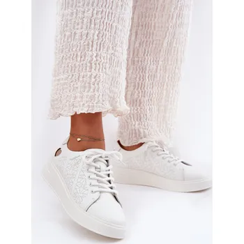 Dámské tenisky Dámské Kožené Tenisky Na Platformě Vinceza 88018 Bílé 36