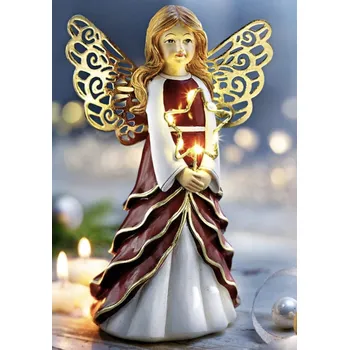 Vánoční dekorace Anděl polyston SOPHIE 21 cm s LED 206432
