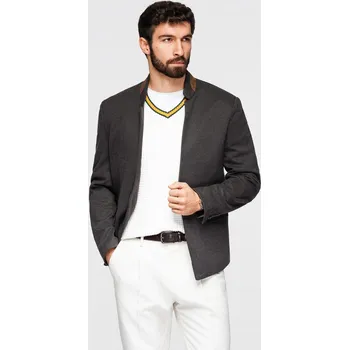 Pánská casual bunda Pánská melanžová bunda se stojáčkem - černá melanž V5 OM-BLZB-0131 - XL