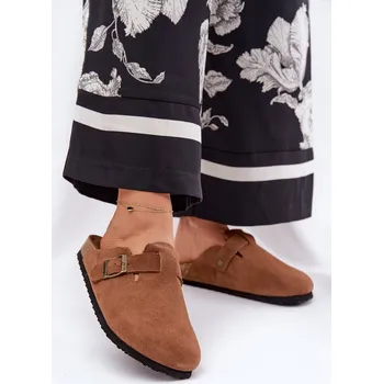 Dámské žabky Semišové Klapky Chodaky Dámské S Přezkou Big Star RR274A387 Hnědé 38