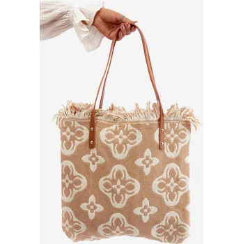 Kabelka Vzorovaná Velká Plátěná Plážová Taška Hnědá Sadhara univerzální