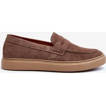 Sada pánského spodního prádla Mužské Semišové Polobotky Loafersy Zazoo 1574 Tmavě Beige 39