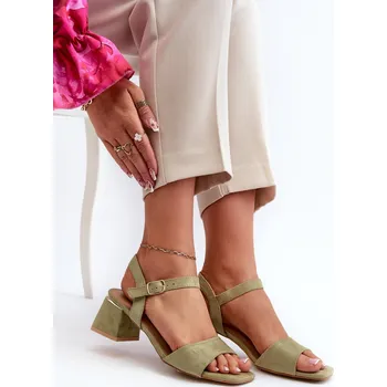 Dámské sandále Dámské Sandály na Podpatku z Ekologického Semiše Zelené Leisha 40