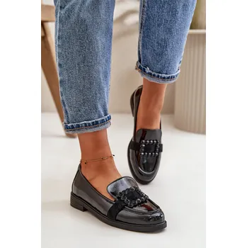 Dámské mokasíny Lakované Dámské Mokasíny S Dekorací Černé Vinceza 58389 38