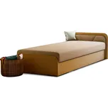 Okrově žlutá/béžová čalouněná/z dřevotřísky jednolůžková postel s úložným prostorem s matrací 80x190 cm Parys – ELTAP ID_1823848