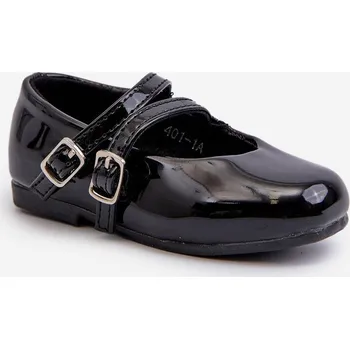 Dívčí oblečení Lakýrované dětské baletky s proužky Černé Margenis 22