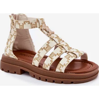 Sada pánského spodního prádla Dívčí sandály gladiátorky se zlatým detailem béžové Vesira 27