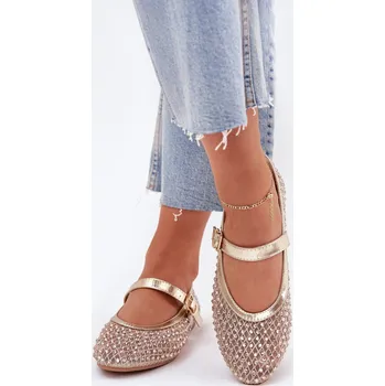 Dámské baleríny Zdobené Dámské Baletky S Pásem A Sponou Zlaté Avirae 39