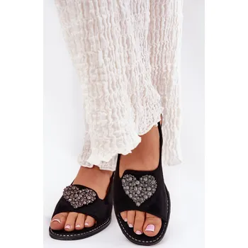 Dámské sandále Dámské Sandály S Ozdobným Srdcem S.Barski KV27-018 Černé 38