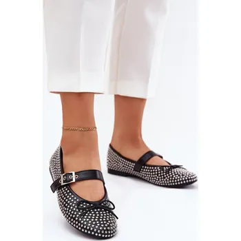 Dámské baleríny Zdobené baleríny s mašlí a páskem černé Zdivisa 36