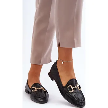 Dámské mokasíny Dámské mokasíny na ploché podrážce s ozdobou černé Iluvana 39