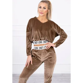 Dámská halenka Velurová souprava s kapucí hnědá UNI