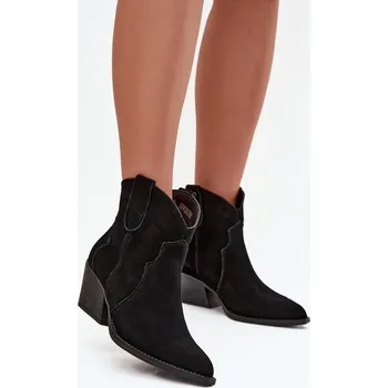 Dámské kozačky Vklouzávací dámské kovbojské boty z přírodního semiše Černé Beretta 37