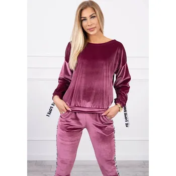 Láska velurová sada tmavě růžová UNI