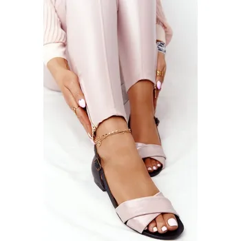 Dámské sandále Kožené Kovové Sandály Maciejka 04614-15 Růžovo-Cerné 37