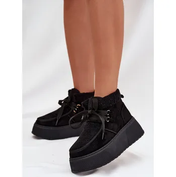 Dívčí sněhule Dámské sněhule na platformě s kožíškem Černé Florivelle 38