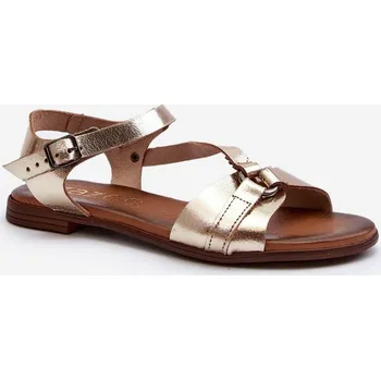 Dámské sandále Zazoo 40182 Dámské kožené sandály zlaté 38