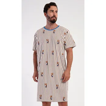 Pánské pyžamo Pánská noční košile s krátkým rukávem Bear hnědá XXL