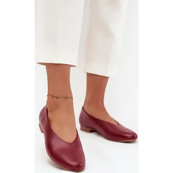 Dámské baleríny Dámské baleríny z ekokůže na nízkém podpatku bordové Olyssia 38