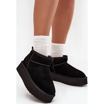Dámská zimní obuv Semišové dámské zimní boty na platformě Vinceza 97962 Černé 41