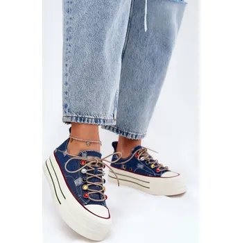 Dámské tenisky Dámské Tenisky Na Platformě GOE RR2N4103 Tmavě Modré 38