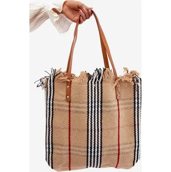 Kabelka Velká Plátěná Plážová Taška Hnědá Avonas univerzální