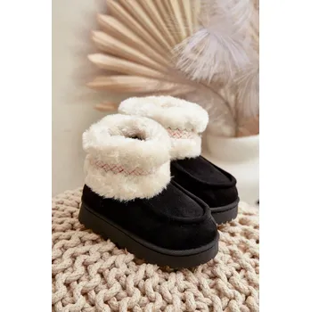 Dívčí sněhule Sněhové boty dětské s kožešinou a vzorem černé Melefia 25