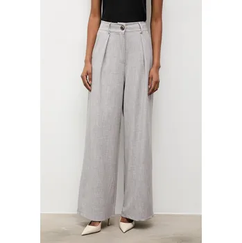 Dámské kalhoty Kalhoty Answear.LAB dámské, šedá barva, high waist 93721.iok 90X, vel. M