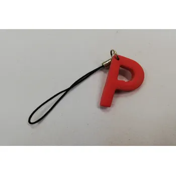 Přívěsek Fimo přívěsek na mobil - písmeno "P" červený