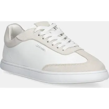 Pánská obuv Kožené sneakers boty Calvin Klein CUPSOLE LACE UP - LTH SUE MIX bílá barva, HW0HW02435 00X, EUR 39