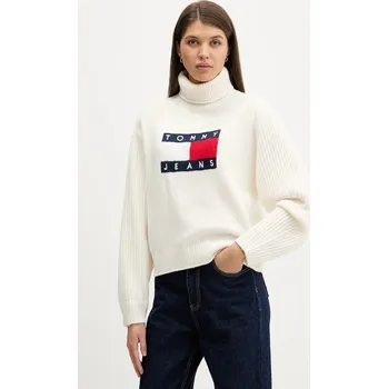 Pánské oblečení Svetr z vlněné směsi Tommy Jeans DW0DW22108 béžová 01X, vel. XS