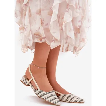 Dámské baleríny Dámské Baletky S Špičatými Špičkami Na Jemném Podpatku Béžové Abroes 36