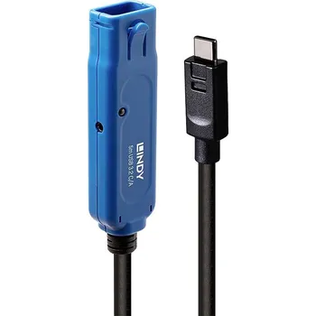Prodlužovací kabel LINDY USB kabel USB 3.2 Gen1 USB-A zásuvka, USB-C ® zástrčka 5.00 m černá/modrá 43380