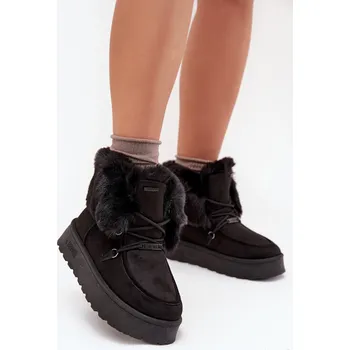 Dívčí sněhule Dámské Sněhule Na Platformě S Kožešinou A Šněrováním Big Star SS274113 Černé 40