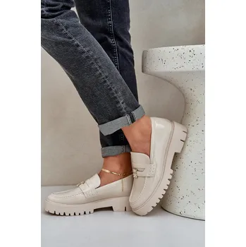 Dámské mokasíny Lakované dámské mokasíny s ozdobnou hračkou medvěd béžové Wulinea 40