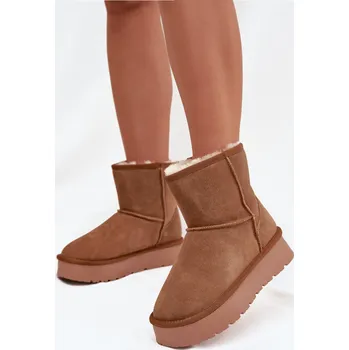 Dívčí sněhule Dámské sněhule z přírodního semiše na platformě Camel Privine 39