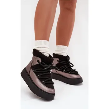 Dívčí sněhule Nízké dámské sněhule s hřejivým kožíškem a silným šněrováním černé Xarina 37