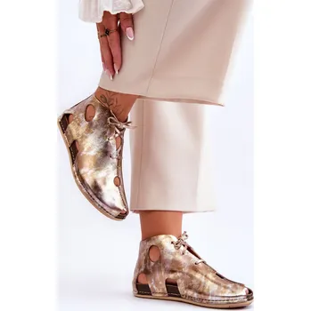 Dámská zimní obuv Světlé kožené boty Maciejka 03426-42 zlate 39