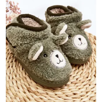 Dámské žabky Dětské vyhřívané pantofle se zeleným medvídkem Eberra 26