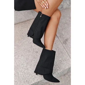 Dámské kozačky Dámské boty na podpatku se zahnutým svrškem a špičatými špičkami černé Naritua 37