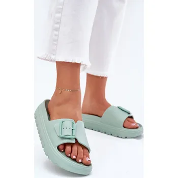 Dámské žabky Dámské Pantofle Z Pěny Na Platformě S Přezkou Zelené Viasara 40