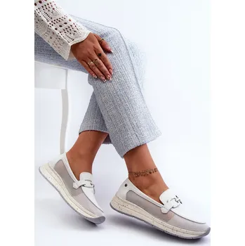 Dámská obuv Dámské kožené mokasíny D&A TW210 Bílé 38