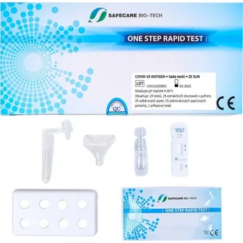 Diagnostický test Safecare 25x Antigenní rychlotest na COVID-19 ze slin - 38 Kč/ks