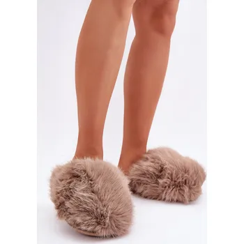 Dámské žabky Dámské Kožešinové Pantofle Tmavě Béžové Wladisa 40/41