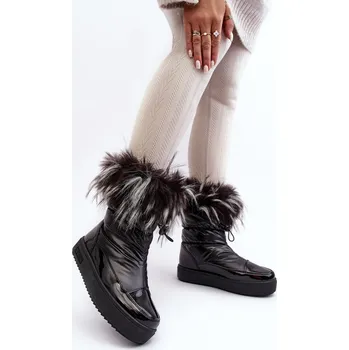 Dívčí sněhule Dámské sněhule s kožešinou černé Big Star MM274379 38