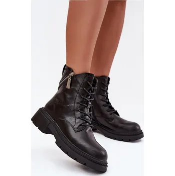 Dámská zimní obuv Kožené workery dámské zateplené Big Star SS274452 Černé 40