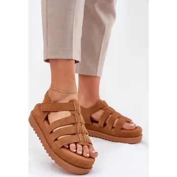 Dámské sandále Dámské Sandály Na Platformě Eko Semišové Camel Filisenia 37