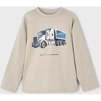 Chlapecké tričko Chlapecké triko dlouhý rukáv s kamionem Mayoral 4085-20 béžové velikost 104
