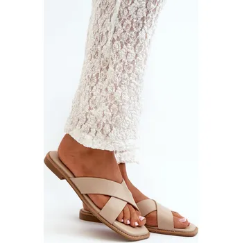 Dámská obuv Dámské sandály na ploché podrážce z ekokůže S.Barski KV27-002 Bežové 36